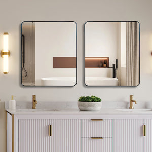 English Elm Black 30x36 Rectangular Bathroom Wall Mirror — 4mm HD Shatterproof Glass, Anti-Rust Aluminum Frame W2203P310395