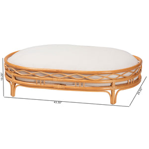 English Elm Bohemian Natural Rattan Oval Pet Bed with Geometric Lattice Frame and Washable Cushion B2750P467631