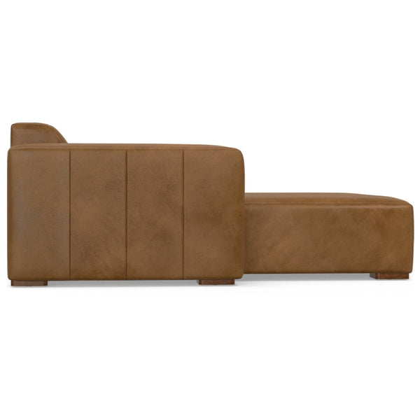 English Elm Rex 2-Seater Sectional Sofa With Left Chaise In Caramel Brown Leather – Comfort Meets Style! B136P199226-GIGA