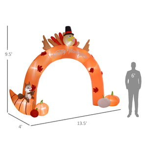 English Elm HOMCOM 9.7ft Thanksgiving Turkey Archway Inflatable with LED Lights, Stakes & Easy Plug-In Decor W2225P249732
