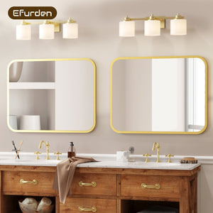 English Elm Bathroom Vanity Mirror 40" X 32" Gold Rectangle With Round Corners - Shatterproof & Stylish Design T3177P296181