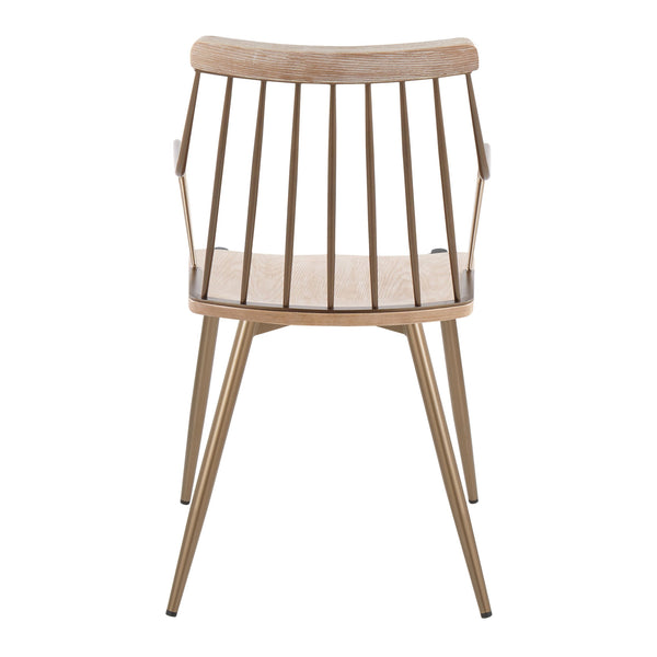 English Elm Accent/dining Spindle Back Arm Chair Set Antique Copper Metal Whitewashed Wood B202S01283