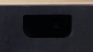 English Elm Geranio Metallic Silver & Walnut Console Cabinet with Geometric Pattern, Touch-Open Doors, 70lb Top B2726P285784