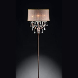 English Elm 62" Tall Floor Lamp "Rosie" - Glamorous Silvery-Pink Finish With Crystal Accents For Elegant Lighting B072116220
