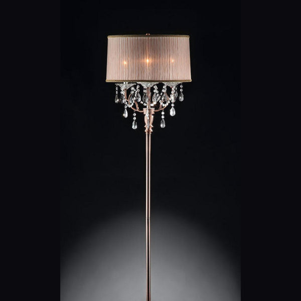 English Elm 62" Tall Floor Lamp "Rosie" - Glamorous Silvery-Pink Finish With Crystal Accents For Elegant Lighting B072116220