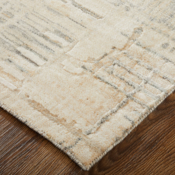 Feizy Rugs Jaxson Abstract High-low Pile Wool/Nylon Rug - Contemporary Hand-carved Design For Elegant Spaces Ivory,Tan,Gray Wool,Nylon Jxn39pzfbgemltp00