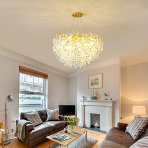 English Elm Modern Crystal Branch Chandelier Gold Aluminum Adjustable Arms Dining Room Glam W5008P391090