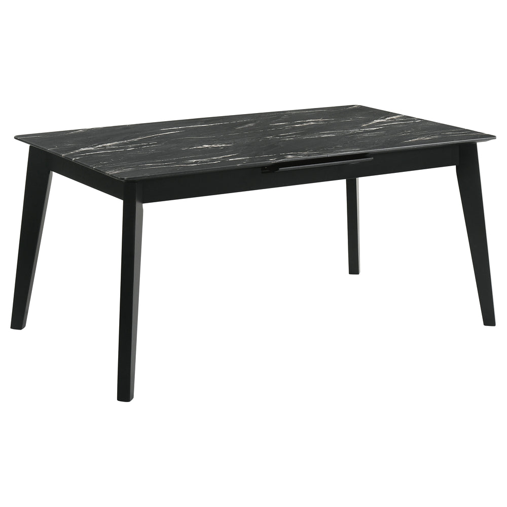 English Elm Spivey Mid-century Faux Marble Extendable Dining Set with Wishbone Chairs Seats Four B062S01471