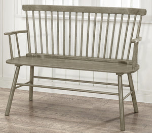 English Elm 1pc Vintage Farmhouse Spindle Back Bench 48" Rustic Wooden Entryway Seat for Cozy Homes and Halls Gray 52 L x 23 W x 15 H B011P284205