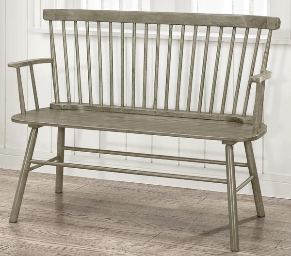 English Elm 1pc Vintage Farmhouse Spindle Back Bench 48" Rustic Wooden Entryway Seat for Cozy Homes and Halls Gray 52 L x 23 W x 15 H B011P284205