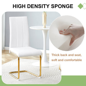 English Elm 4-pack Pu High-back Dining Chairs with Powder-coated Metal Legs for Modern Kitchens W3875P372873