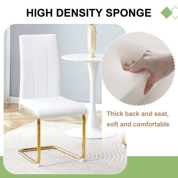 English Elm 4-pack Pu High-back Dining Chairs with Powder-coated Metal Legs for Modern Kitchens W3875P372873