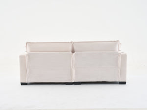 English Elm L Shape Sofa Couch With Usb Port & Cup Holder, Stylish Corduroy 2-Seater In Beige For Small Spaces W2100S00140