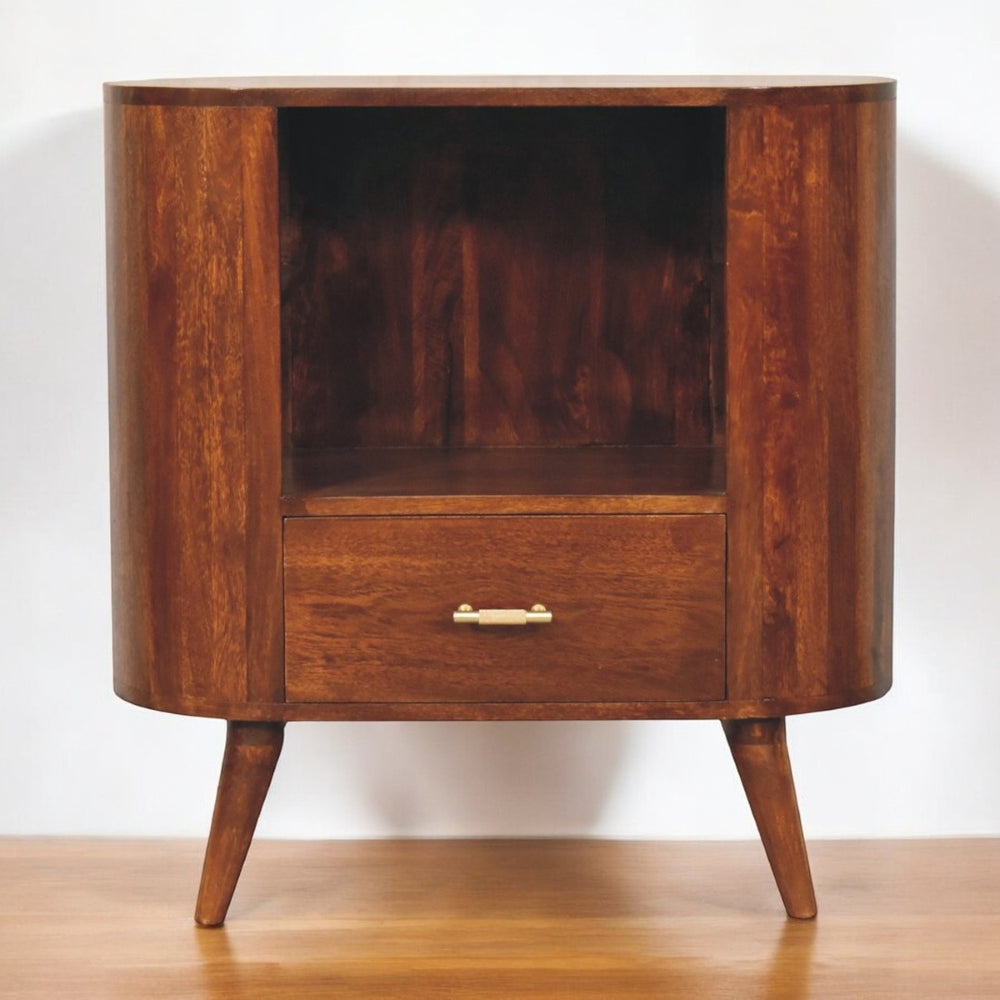 English Elm Solid Mango Wood Cabinet With Gold T-Bar Handle - Nordic Design, Versatile Storage & Chic Style B182P249380-GIGA