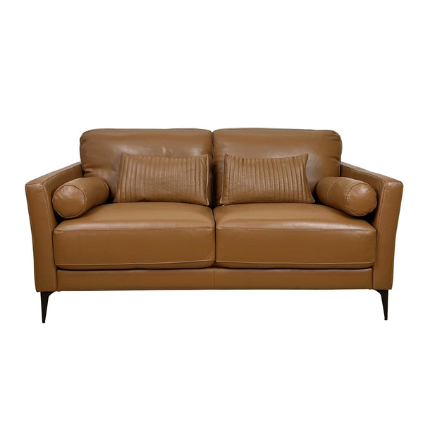 English Elm Tussio Italian Genuine Leather Loveseat with Tailored Cushions and Five Accent Pillows B2726P457658