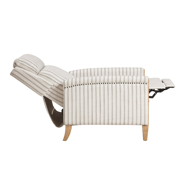 English Elm Classic Farmhouse Push-Back Recliner Chair with Striped Fabric, Nailhead Trim, Solid Wood Frame, 300lb Capacity B011P396186