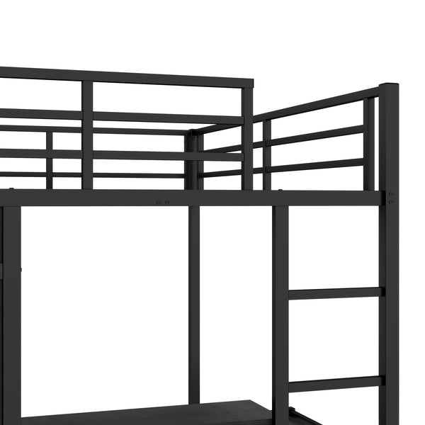 English Elm Full Xl Over Twin Metal Bunk Bed With Foldable Desk, Led Closet & Noise Reduction - Space Saver! W1580S00113