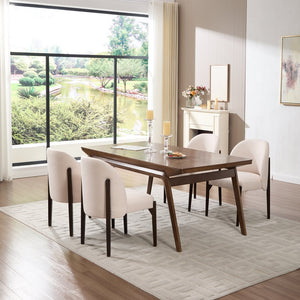 English Elm Wooden Wingback Dining Chairs Upholstered Farmhouse Modern Set with Lumbar Support Beige W3244P429255