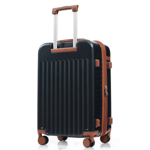 English Elm Luggage 3 Piece Abs Hard Shell Set with Usb Port Front Access and Spinner Wheels Black N726P307555A