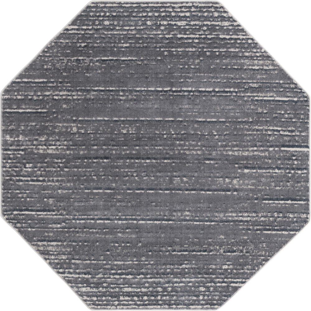 Unique Loom Oasis Calm Machine Made Abstract Rug Gray, Ivory 6' 1" x 6' 1"