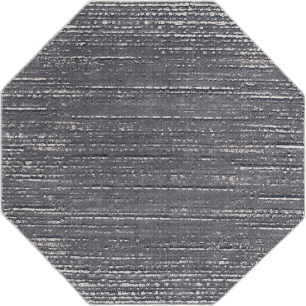 Unique Loom Oasis Calm Machine Made Abstract Rug Gray, Ivory 6' 1" x 6' 1"