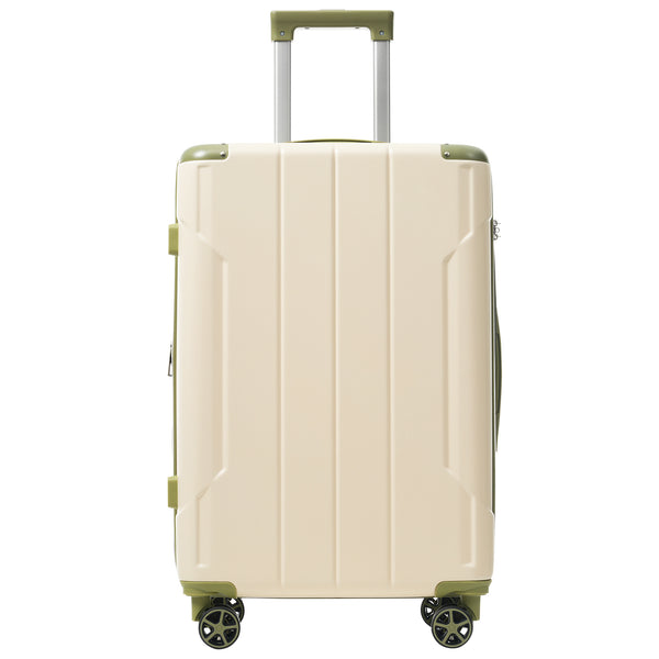 English Elm Luggage Set 3 Piece Abs Hard Shell Expandable Suitcase with Tsa Lock Spinner Wheels White+Green N730P296765I