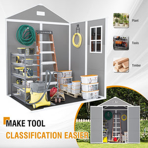 English Elm Campcraft 6x5 Ft Resin Outdoor Storage Shed with Uv Resistant Pp Panels and Lockable Door W1598S00021