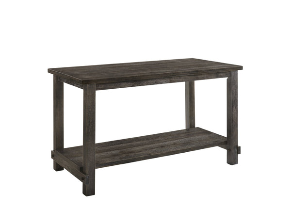 English Elm Weathered Grey Counter Height Table With Rustic Charm & Convenient Bottom Shelf For Dining Spaces B062P209314-GIGA