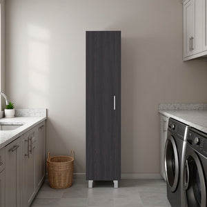 English Elm Vintro Slim Tall Cabinet with Metal Legs Four Interior Shelves for Bedroom Office Black B200P462885