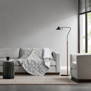 English Elm 1 Pcs Dream Soft Heated Throw - 50X60" Cozy Grey Geo Blanket For Ultimate Comfort & Warmth B035P319633