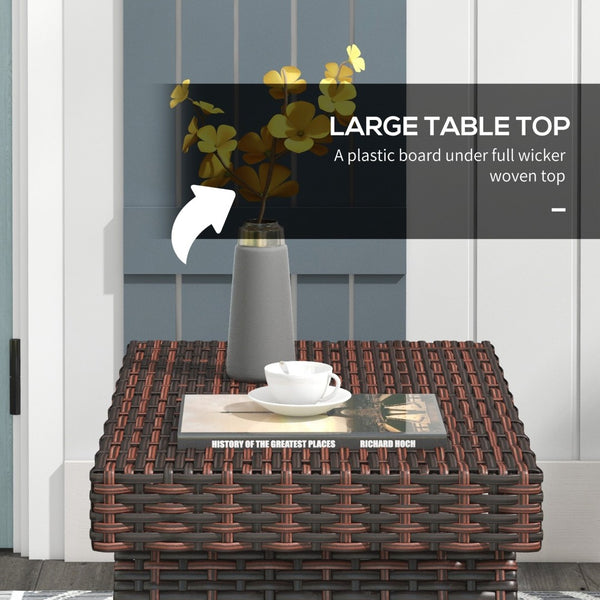 English Elm Outsunny Portable Folding Rattan Side Table - Weather-Resistant Coffee Table For Outdoor Spaces W2225P200918-GIGA