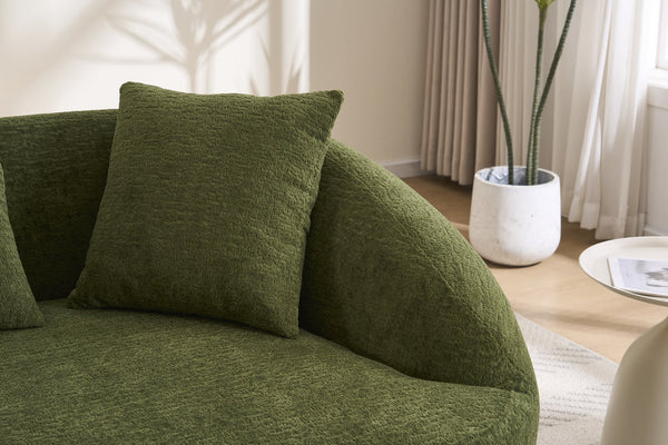 English Elm Ly-049s Curved Chenille Loveseat with Boneless Frame for Modern Living Spaces Green W2231P402441