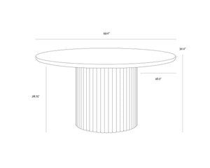 Sunpan Banyan Dining Table - Stunning Cream Marble Top & Fluted Oak Base, Modern Elegance For Your Home Brown Marble 111795