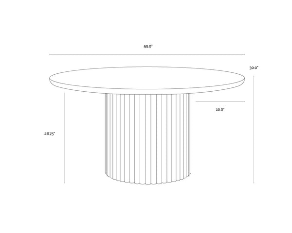 Sunpan Banyan Dining Table - Stunning Cream Marble Top & Fluted Oak Base, Modern Elegance For Your Home Brown Marble 111795