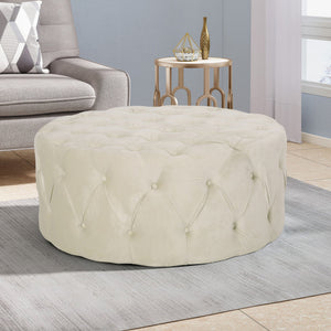 English Elm Ottoman Oversized Velvet Square Tufted Cocktail Piece for Glam Living Room Decor Beige 69074.00BGE