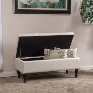 English Elm Christopher Knight Home® - Storage Ottoman Bench with Tufted Plush Top, Hidden Compartment, Dark Wood Legs, 41.5" x20" x12" Linen 54744.00LNN