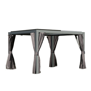 English Elm 10x12 Louvered Pergola with Dual Adjustable Louvers, Integrated Gutter, Durable Aluminum Shade Structure Gray W1859S00125