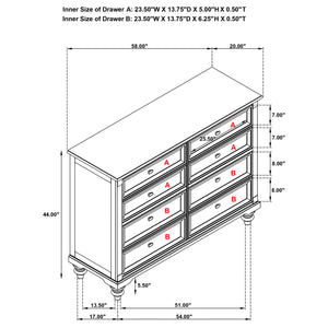 English Elm Berwick Eight Drawer Oak Veneer Dresser with Gunmetal Hardware for Classic Bedrooms B062P440098