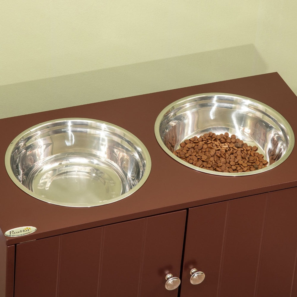 English Elm Pawhut Large Elevated Dog Bowls With Spacious Storage Cabinet For Organized Pet Feeding Station W2225P249933-GIGA