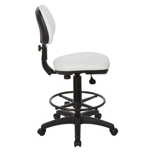 OSP Home Furnishings Sculptured Ergonomic Drafting Chair with Vinyl Upholstery for Studio and Lab Workspaces Dillon Snow DC517V-R101