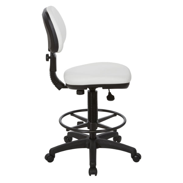 OSP Home Furnishings Sculptured Ergonomic Drafting Chair with Vinyl Upholstery for Studio and Lab Workspaces Dillon Snow DC517V-R101