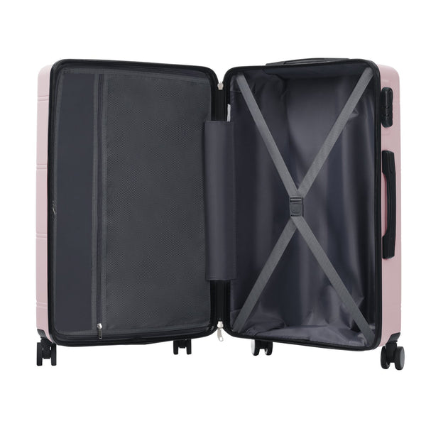 English Elm 6 Piece Hardshell Abs Travel Set with Spinner Wheels Combination Lock and Toiletry Bag Pink N732P391465H