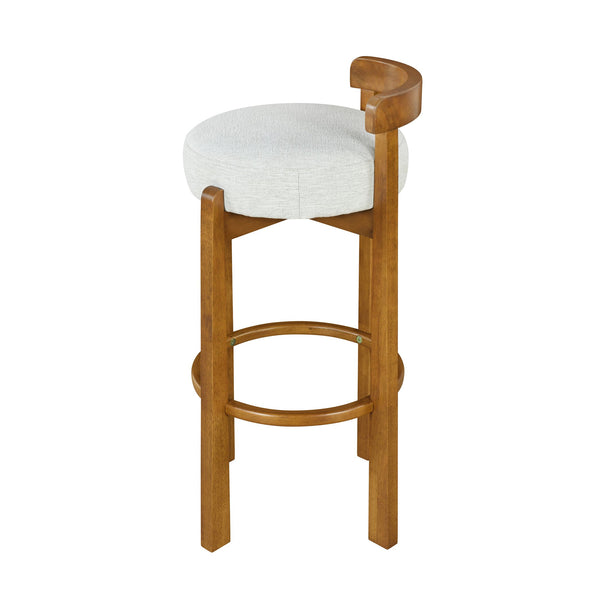 English Elm Christopher Knight Home® - Elise Elegant Wooden Low Back Barstool Set of 2 with Padded Fabric Seats, Compact Durable Design Ivory,Walnut N775P277433I