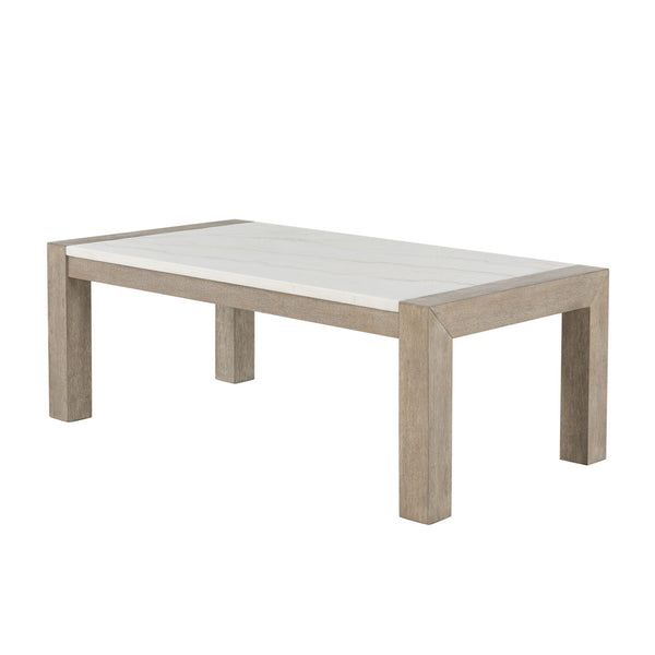 English Elm Ana Genuine Marble Top Coffee Table with Natural Veining for Neutral Living Rooms B201P411491