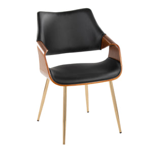 English Elm Chair Set of 2 White Faux Leather Seats with Angular Black Metal Legs Modern Dining B202P471309