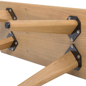 English Elm Jennifer Taylor Home - Capri Solid Red Oak Wood Bench 35.5" — Handcrafted Natural Brown Oak, Mid-Century Tapered Legs, Slim Profile Seating B2719P395571