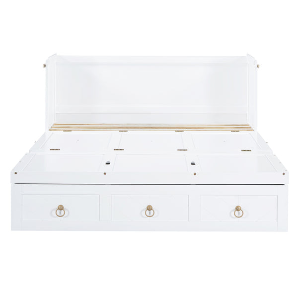 English Elm Queen Murphy Wall Bed with Pull Out Storage Drawer and Built in Usb Charging White LP000428AAK