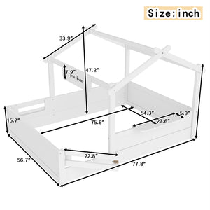 English Elm Twin Low Loft Bed Solid Pine Frame with Built-in Led Lighting and Storage Shelves Light White W1580P396332