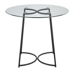 English Elm Cece Modern Round Glass Dinette Table In Black Steel - Stylish & Durable Seating For Four B202S01100