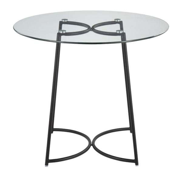 English Elm Cece Modern Round Glass Dinette Table In Black Steel - Stylish & Durable Seating For Four B202S01100